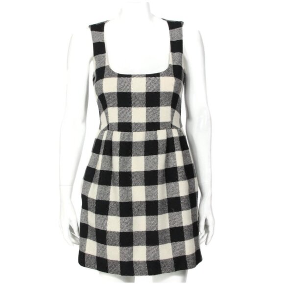 Red VALENTINO Black Off White Plaid Virgin Wool Sleeveless Mini Dress sz 40 /741 - Picture 1 of 7